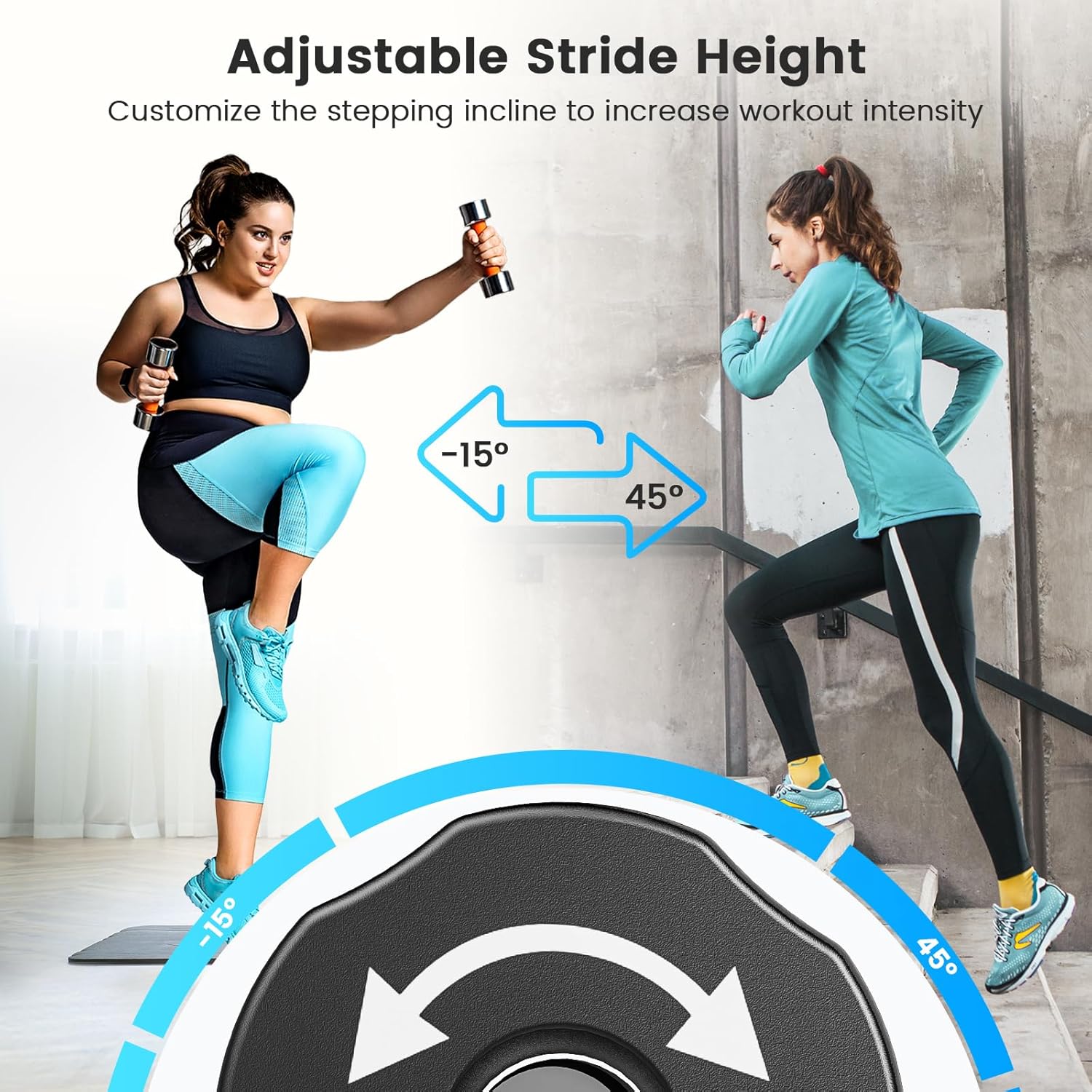 Sportsroyals Stair Stepper for Exercise, Mini Steppers with Resistance Band, Hydraulic Fitness Stepper Exercise Home Workout Equipment for Full Body Workout, 330lbs Weight Capacity - Image 3
