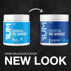 RAW Nutrition – Essential Pre – Chris Bumstead Pre Workout Formula, Sports Nutrition Pre-Workout Powders | Men & Womens Drink, Energy Powder for Working Out (Blue Raspberry)