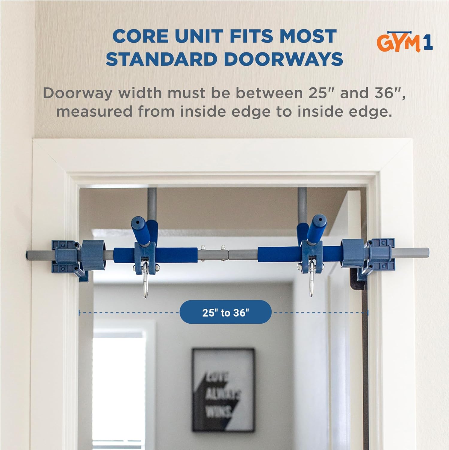 Gym1 Indoor Doorway Gym for Kids & Adults - 4-Piece, Blue - Swing Set with Sensory Swing, Pull Up Bar & Grip Rings, Agility Ladder - 300 lb Capacity - Image 6