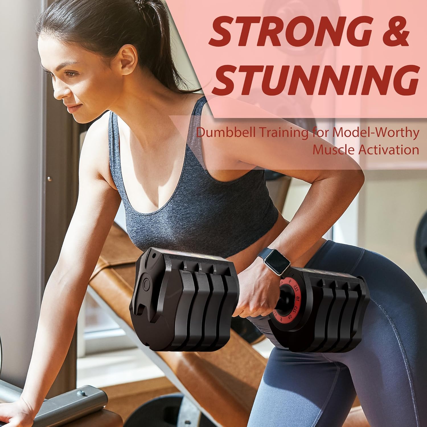 Adjustable Dumbbell Set, 22.5lb 5-in-1 Quick Adjust Dumbbell, Free Weights with Storage Tray for Home Gym, Full Body Workout Equipment for Men & Women - Image 7
