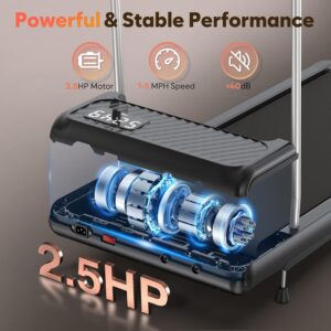 WELLFIT 10% Incline Walking Pads with Handle Bar for Home Office Apartment, Small Under Desk Treadmills with Hiking Climbing Mode for Efficient Fat-Burn, Works for APPs/Mute Remote, 360 LBS Capacity