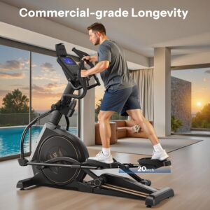 Niceday Elliptical Exercise Machines, Elliptical Machines for Home Use, Elliptical Training Machines with 20IN Stride and 32-Level Resistance, Magnetic Elliptical Machine with 20-Level Power Incline