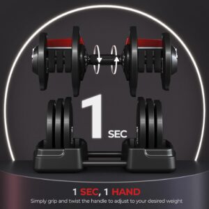 Yaheetech Adjustable Dumbbell Set Free Weight Dumbbells 40lbs/52.5lbs/90lbs Fast Adjust Dumbbells Dumbbell Weight Set, with Tray for Men/Women Strength Training Equipment