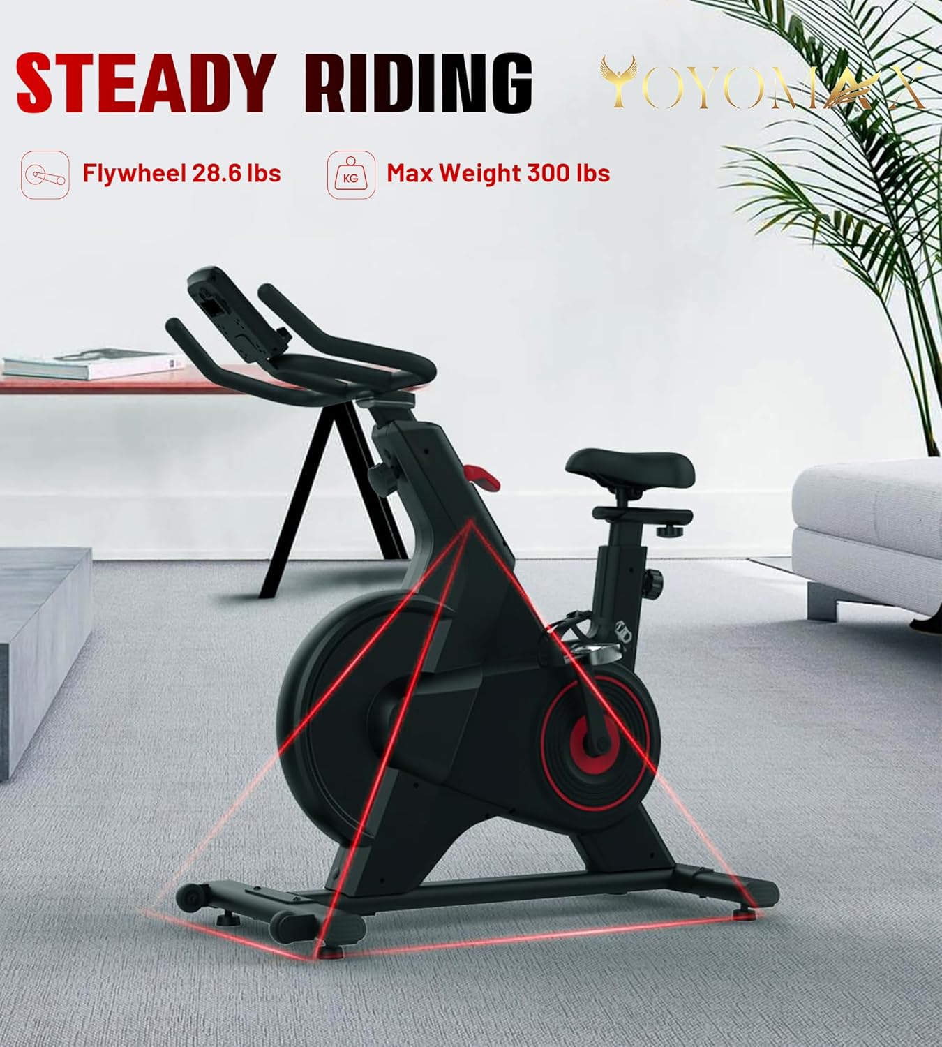 yoyomax Exercise Bike, Indoor Cycling Bike/Magnetic Stationary Bike, Stationary Bicycle - Fitness Stationary Bicycle Machine with Comfortable Seat Cushion & Digital Display with Pulse - Image 6