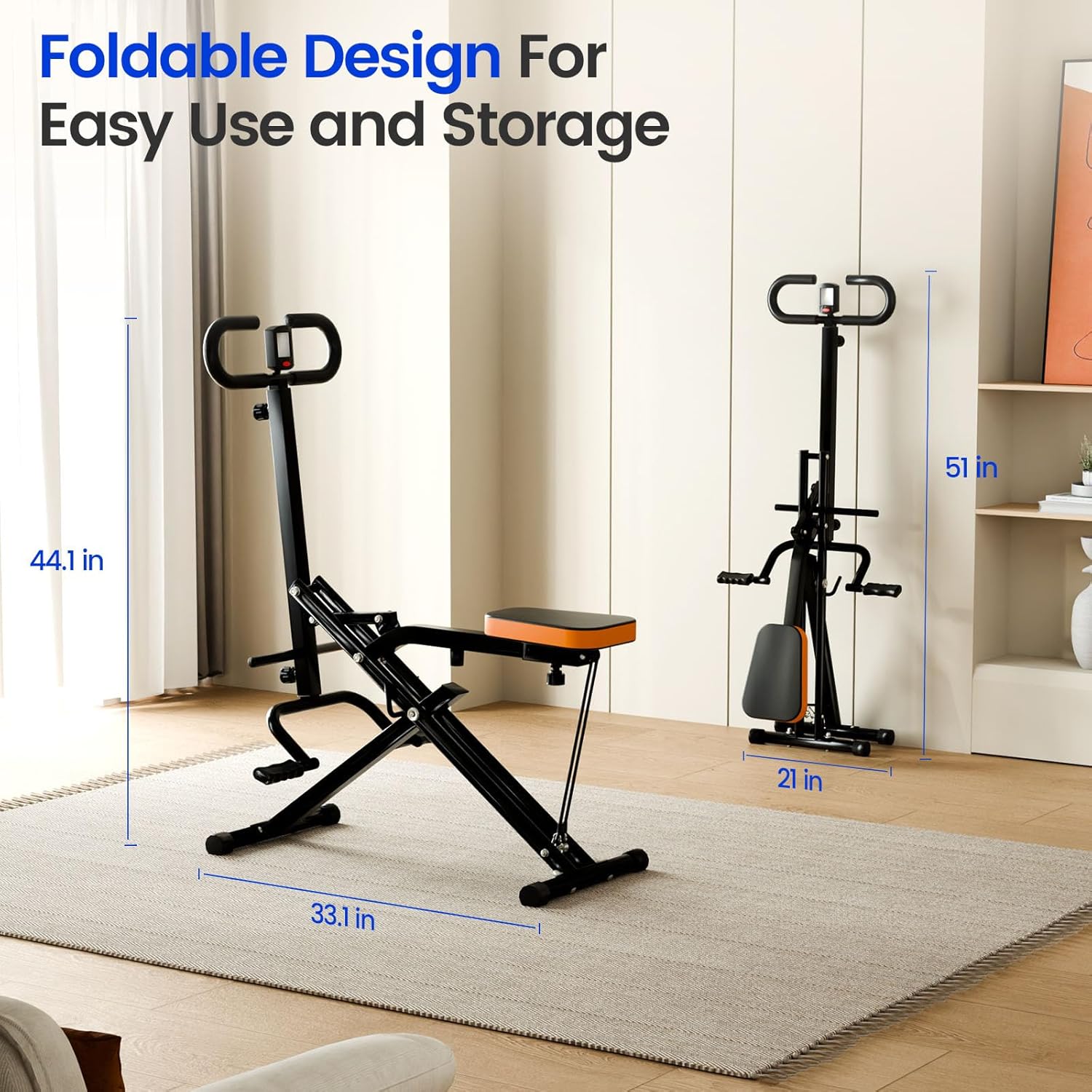 Deep Squat Machine Trainer, Rowing Machine for Home, Easy Setup & Foldable Exercise Equipment with Adjustable Resistance, Glute Trainer Machine, Abs & Leg Home Workout Machine - Image 6