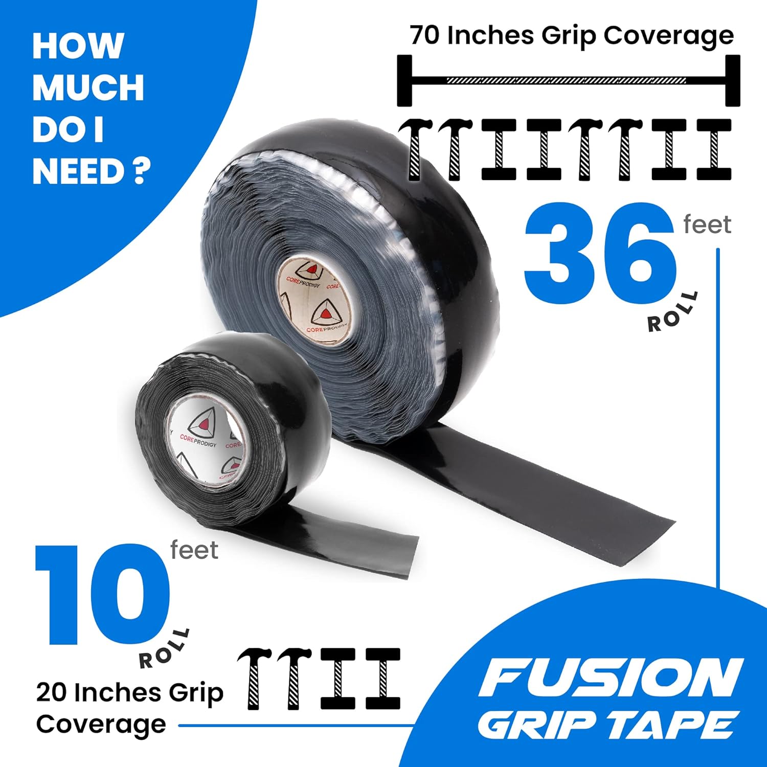 Core Prodigy Fusion Grip Tape - Silicone Rubber Wrap for Pull Up Bars, Barbells, Dumbbells, Sports and Gym Equipment, and Tools - Image 4