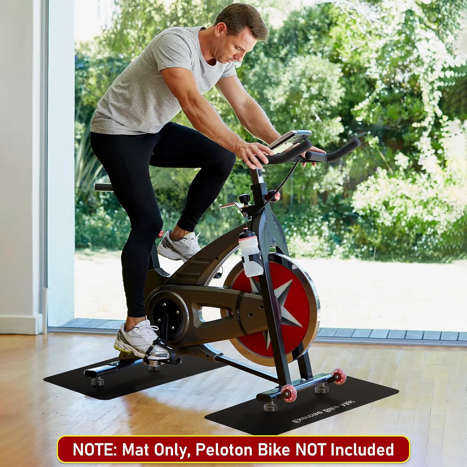 TOBWOLF 2PCS Non-Slip Mat Compatible with Peloton Bike, Concept 2 Rowing Machine, Exercise Bike Mat, Mat Protect Hardwood Floor Carpet for Home Gym, Workout Mat for Bike Trainer, Stationary Spin Bike - Image 5