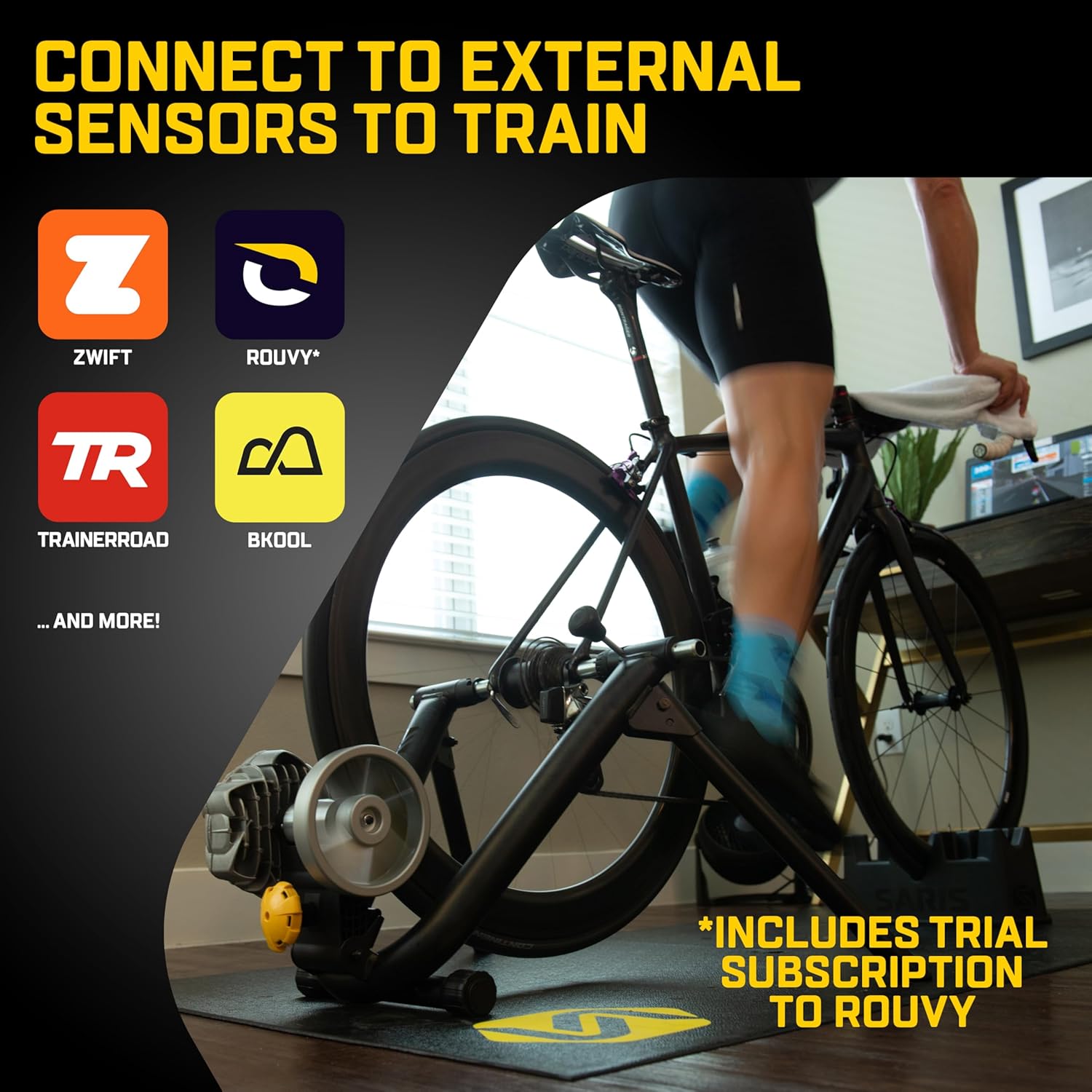 Saris Fluid2 Indoor Bike Trainer, Smart Equipped Option, Fits Road and Mountain Bikes, Compatible with Zwift App - Image 4