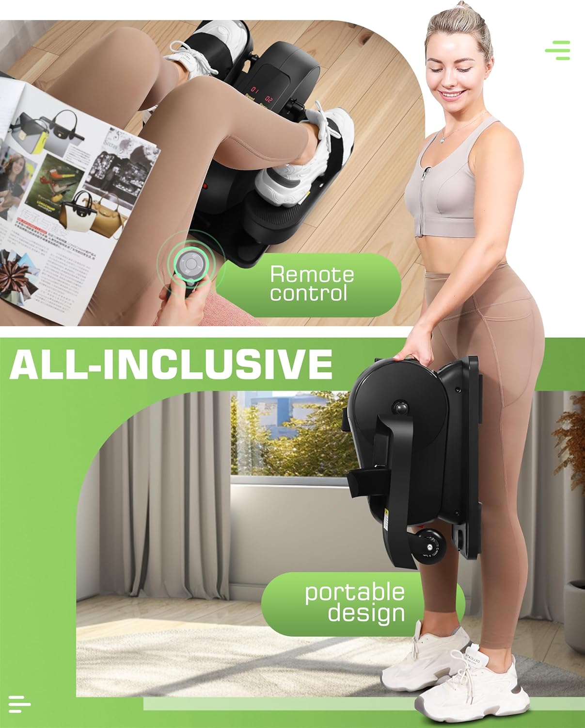 FUNMILY Under Desk Elliptical Machine, Large LCD Ellipse Leg Exerciser as Seen on TV, While Sitting for Seniors/Adults, 100% Pre-Assembled Exercise Equipment with Remote & Magnetic Storage - Image 5