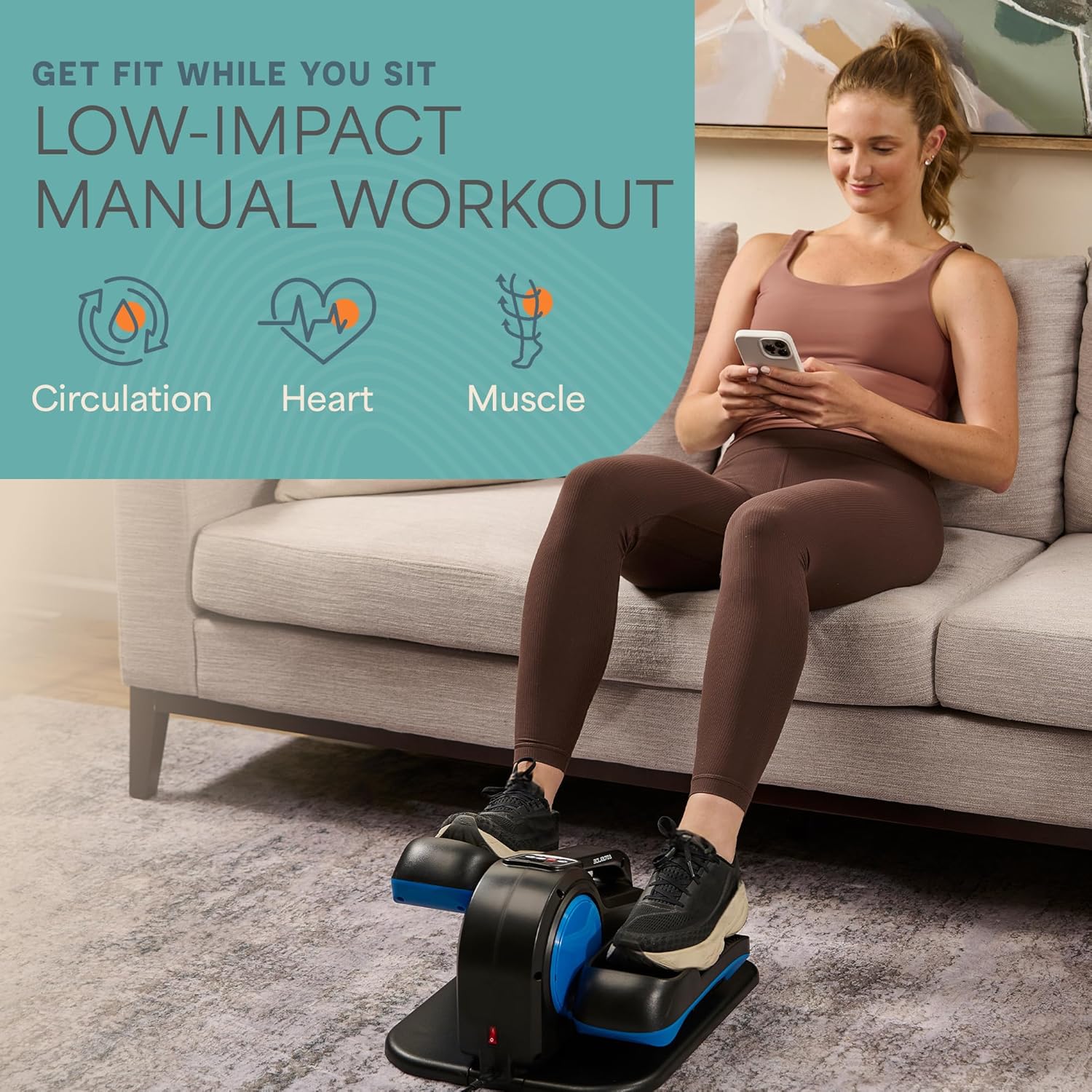 Lifepro Under Desk Elliptical Exercise Machine with or without Red Light, Seated Pedal Exerciser for Seniors & Adults, Quiet Elliptical Machine for Home or Office, Portable Leg Exerciser While Sitting - Image 6