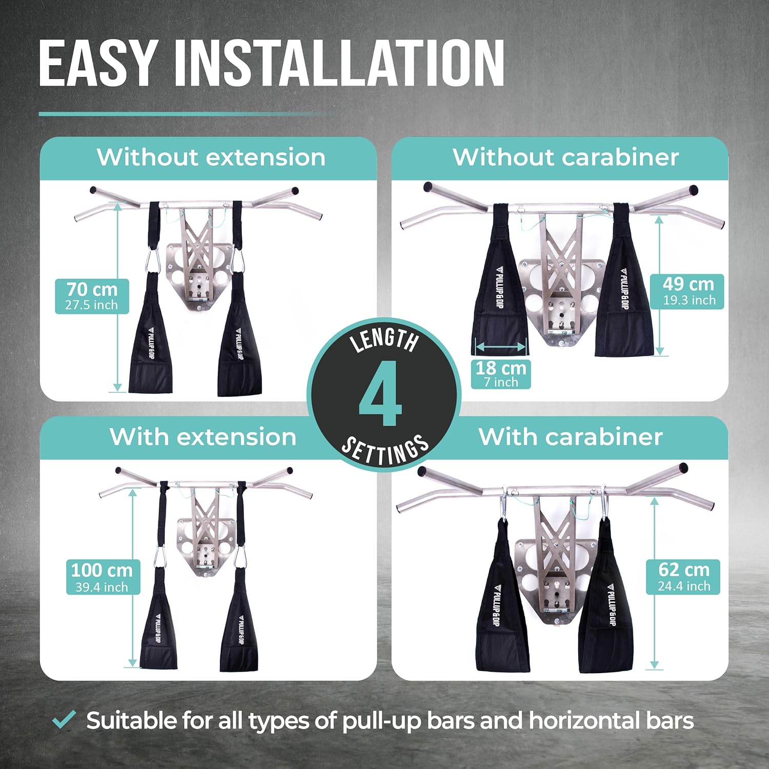 PULLUP & DIP Ab Straps, Premium Abdominal Slings for Abdominal Training, Padded Workout Straps for Crunches, Hanging, Leg Raise, Set of 2 Ab Slings for Pull-Up and Chin-Up Bar - Image 2
