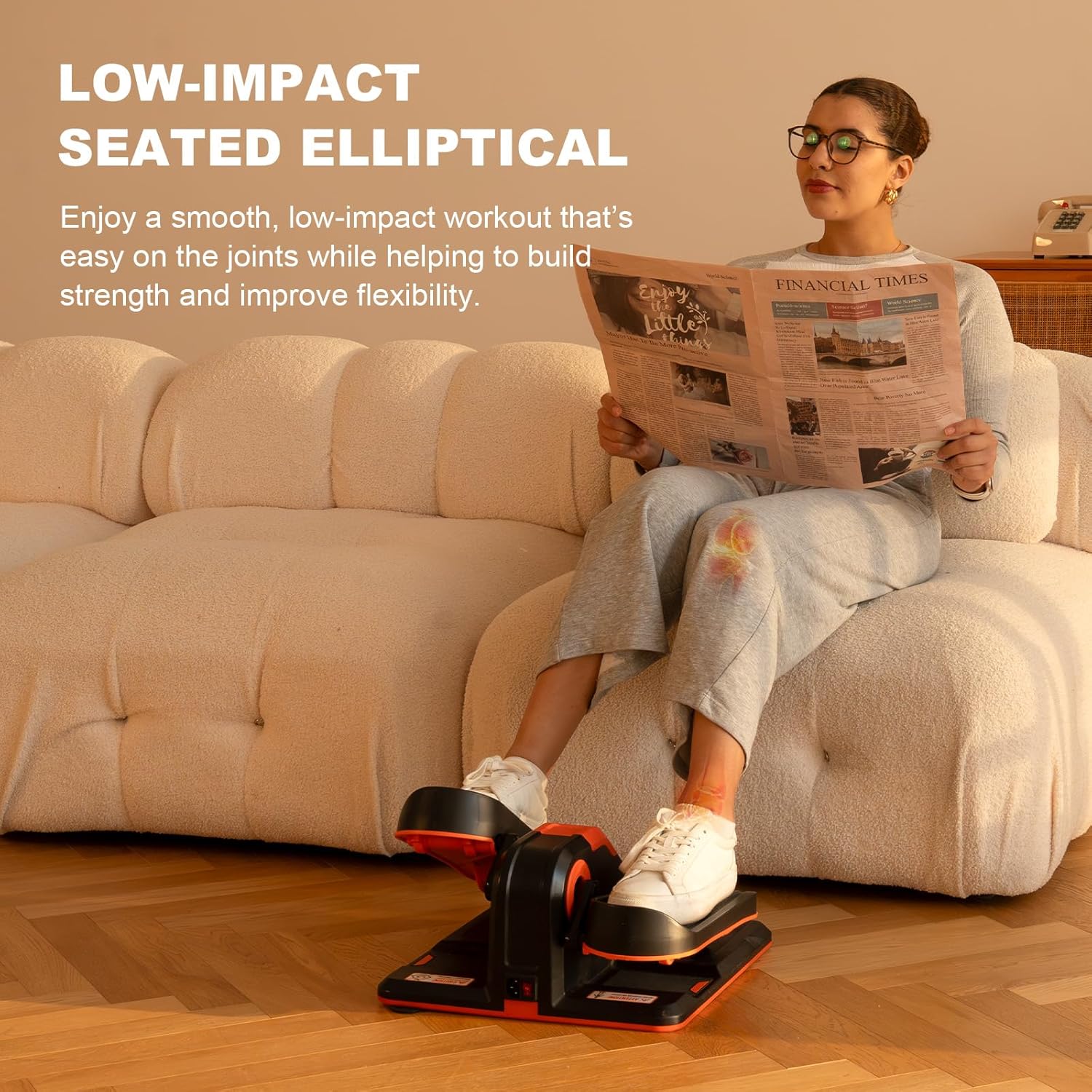 TOUSAINS Under Desk Elliptical Machine with App, Electric Ellipse Leg Exerciser for Seniors with 7 Adjustable Speeds, Portable Elliptical Training Machines Fully Assembled with Remote Control - Image 5