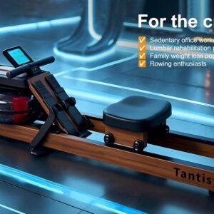 Foldable Rowing Machines for Home with Adjustable Large Water Tank & Comfortable Seat for Real Experience Immersive Water Rower, APP Link,Joint 0 Impact 330LBS Weight Capacity;