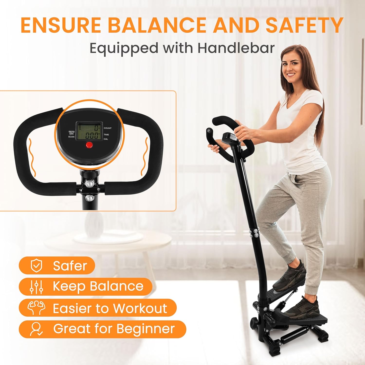 Steppers for Exercise, Stair Steeper with Resistance Bands, Portable Stepper Capable of Full-Body Exercise, Low Noise and Smooth, Bear 300 lbs - Image 2
