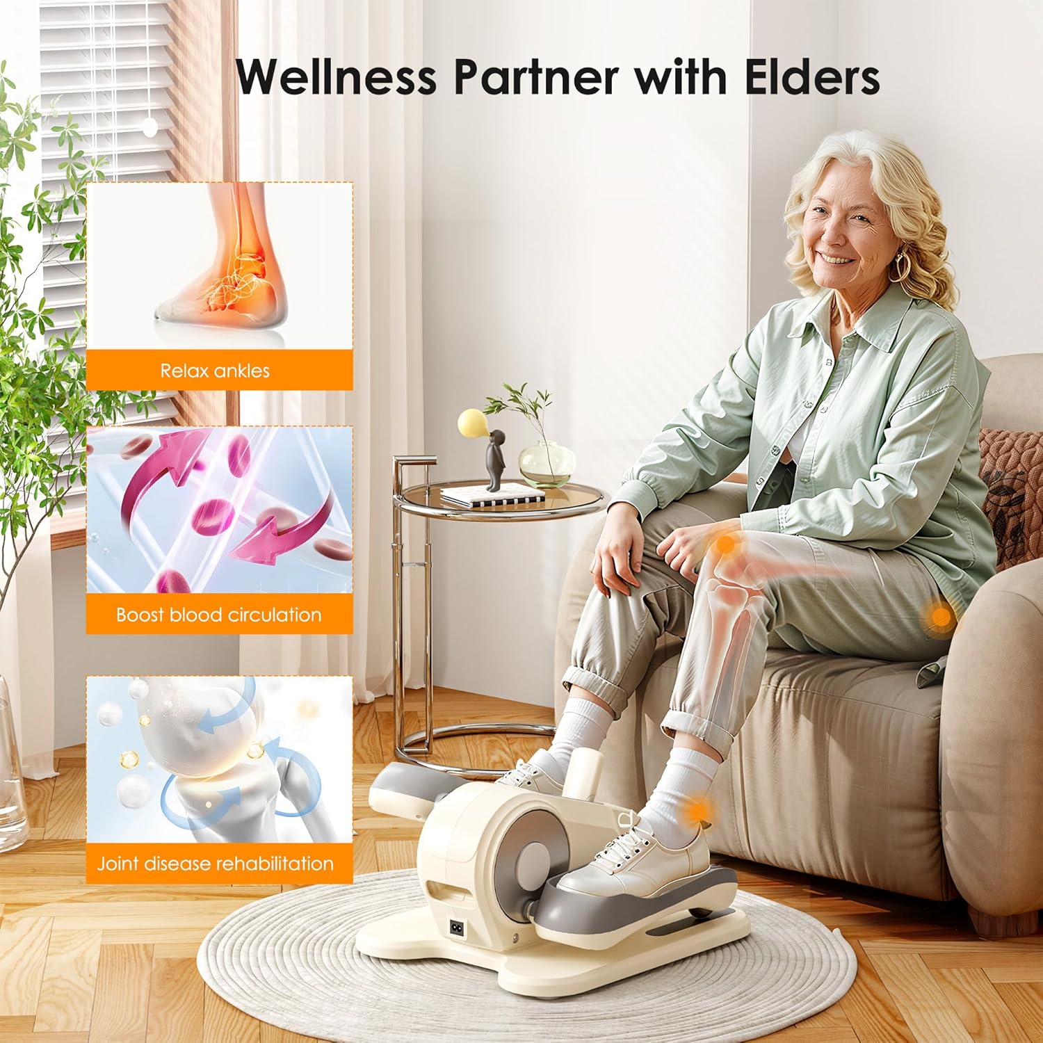 SogesGame Under Desk Elliptical Machine, Ellipse Leg Exerciser for Seniors, Portable Seated Pedal Exerciser with 12 Level Speeds, Manual & Auto Mode - Image 3