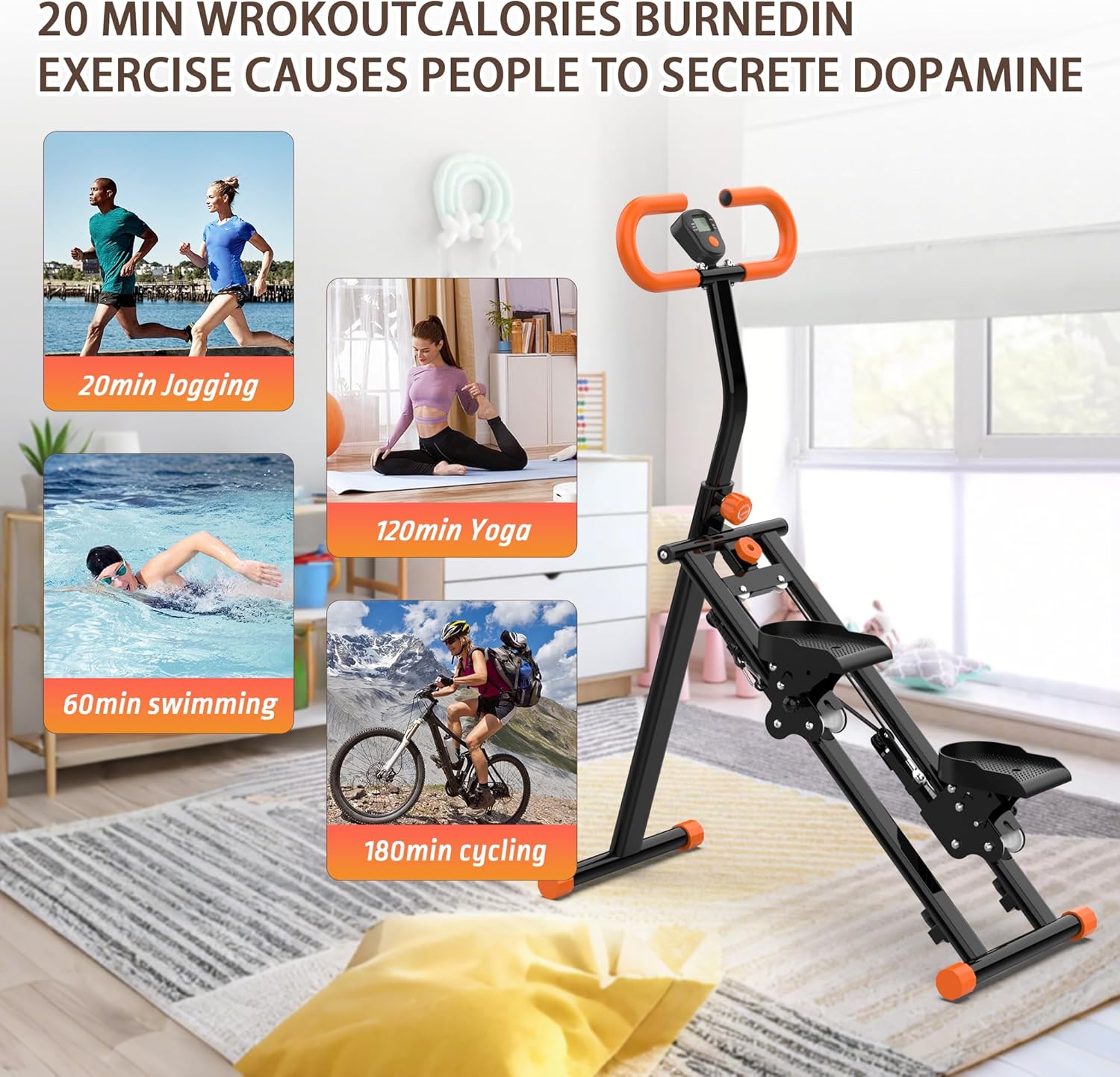 Stair Stepper for Home, Folding Vertical Climber Workout Machine for Full-Body Exercise Stair Stepper with Stable Frame Adjustable Handlebar & Pedals - Image 6