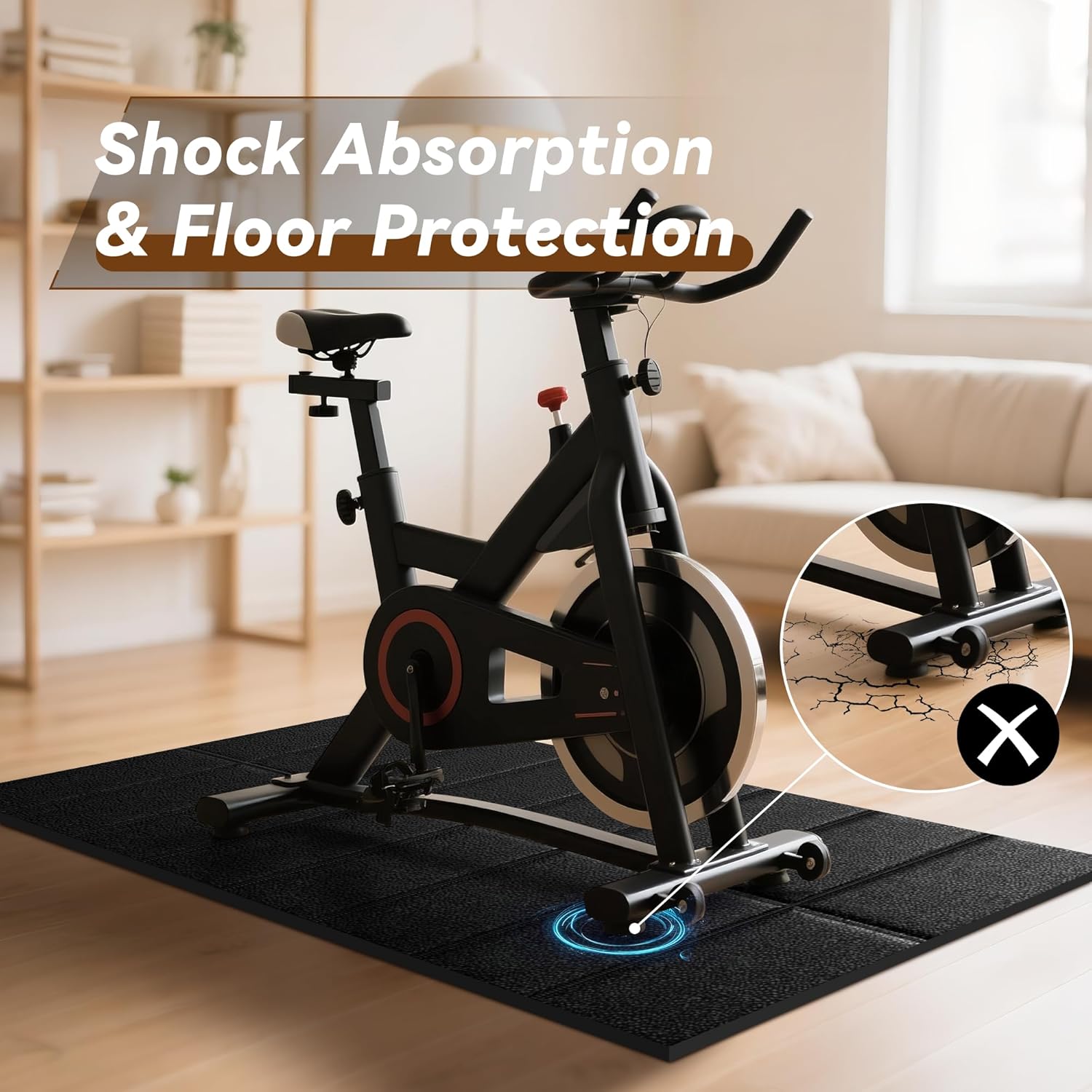Walking Pad Mat for Carpet, Treadmill Mat for Hardwood Floors, Bike Mat Compatible with Peloton β Non-Slip Exercise Mat, Shock Absorbing & Floor Protection for Home Gym Use - Image 3
