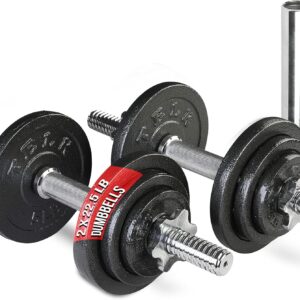 TELK – Adjustable Dumbbell Set – Home Gym Weight Set with Baked Enamel Cast Iron Plates – Space-Saving Free Weights for Strength Training