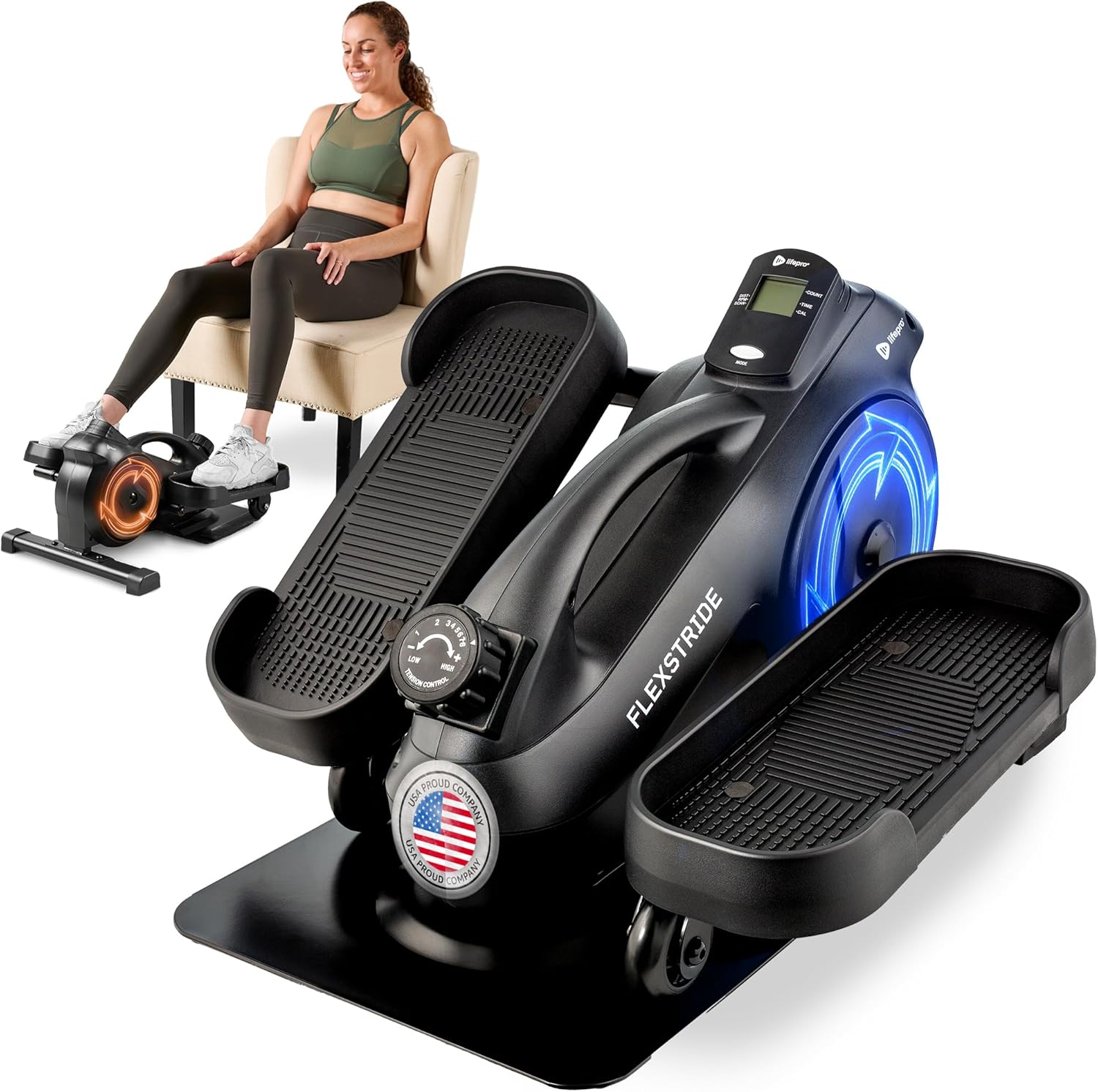 Lifepro Under Desk Elliptical Exercise Machine with or without Red Light, Seated Pedal Exerciser for Seniors & Adults, Quiet Elliptical Machine for Home or Office, Portable Leg Exerciser While Sitting