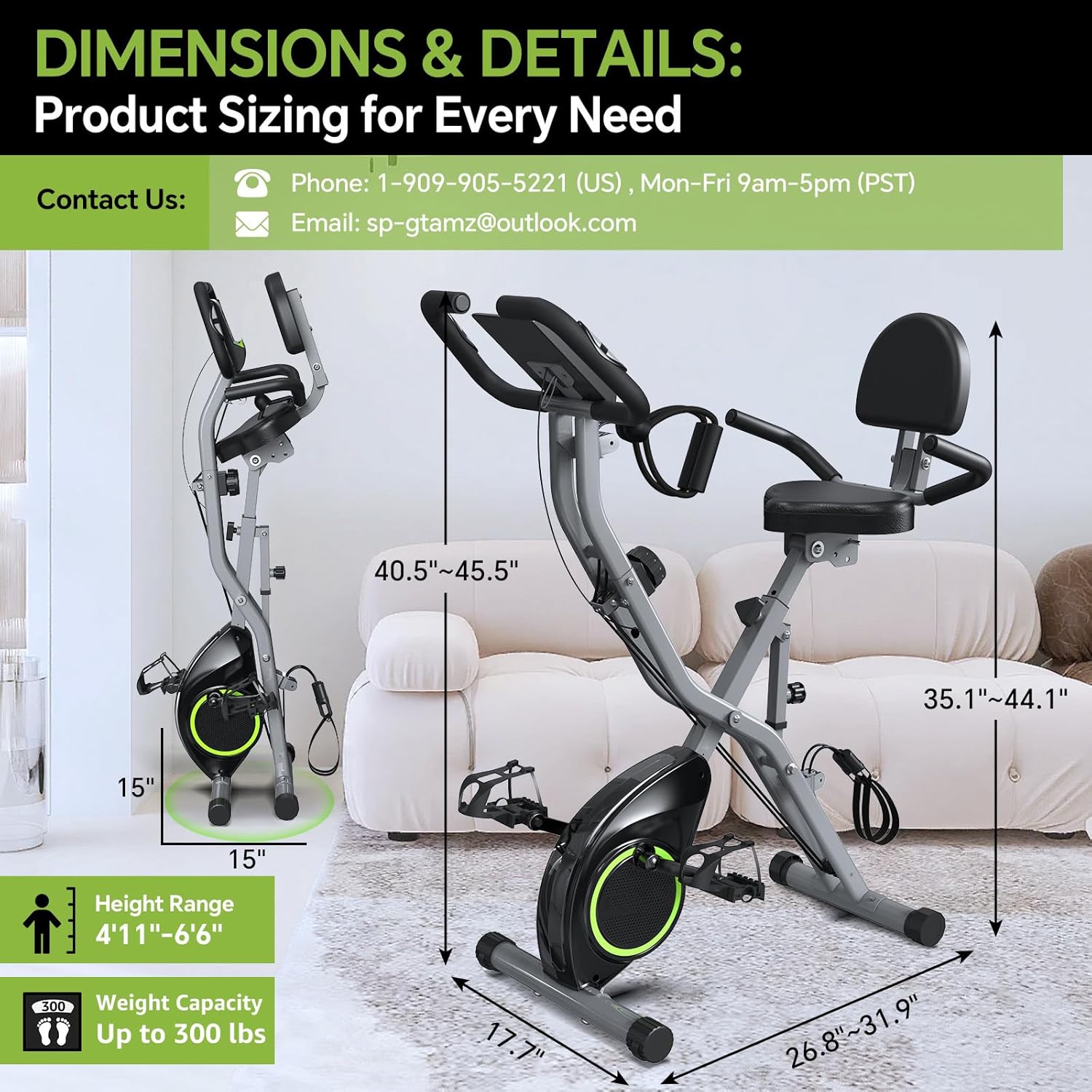 Foldable Exercise Bike for Small Apartments, Stationary Bikes for Home, Indoor Portable Cycling Bike with 16-Level Magnetic Resistance, 260LBS Capacity, 5.5 LBS Flywheel, Designed for Small Space Workout 816 - Image 4
