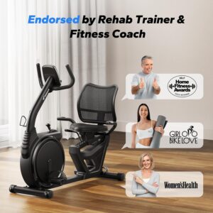 MERACH Recumbent Exercise Bikes for home, Light Commercial High-end Recumbent Bike for Seniors Adults, Magnetic Recumbent Exercise Bike with Smart Bluetooth and Exclusive App, LCD, Heart Rate Handle