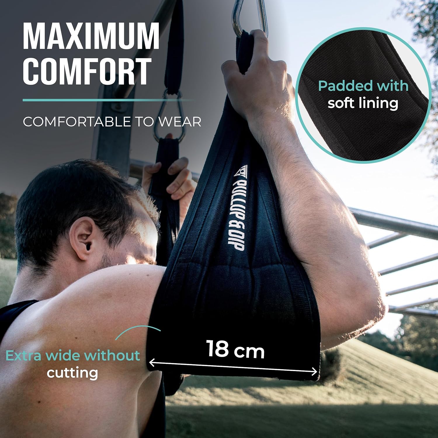 PULLUP & DIP Ab Straps, Premium Abdominal Slings for Abdominal Training, Padded Workout Straps for Crunches, Hanging, Leg Raise, Set of 2 Ab Slings for Pull-Up and Chin-Up Bar - Image 6