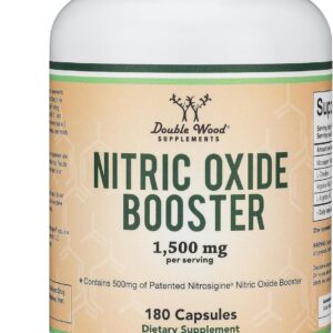 Nitric Oxide Supplement (Stim Free Pre Workout) – Nitric Oxide Booster with Nitrosigine, L Arginine, and L Citrulline (Clinically Studied to Boost No2 Nitric Oxide Flow) 180 Capsules by Double Wood