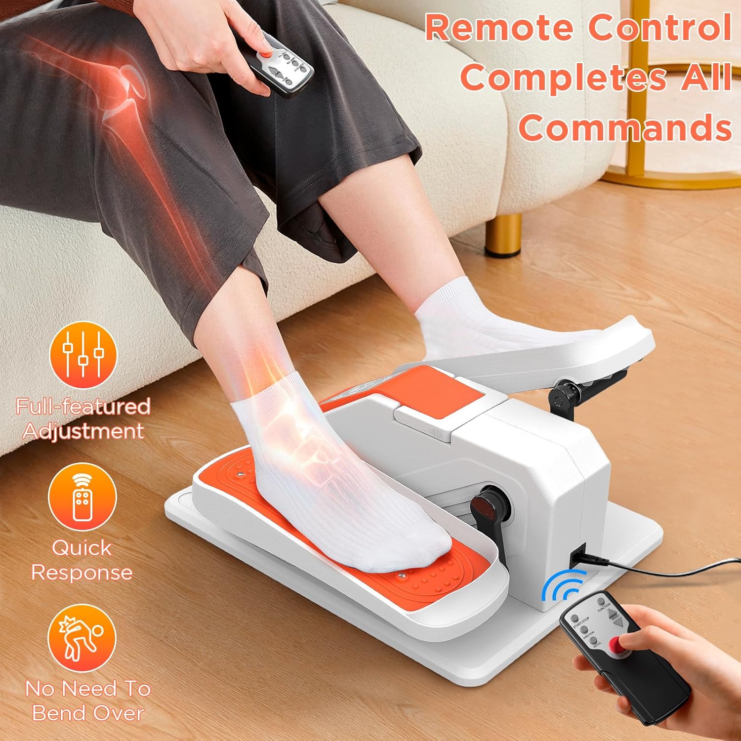 2025 New Under Desk Elliptical Machine, Mini Electric Ellipse Leg Exerciser for Senior,Quiet & Portable Seated Pedal Elliptical for Home with Monitor, Remote Control and 12 Adjustable Speeds - Image 5