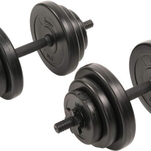 Sunny Health & Fitness Exercise Vinyl 40 Lb Dumbbell Set Hand Weights for Strength Training, Weight Loss, Workout Bench, Gym Equipment, and Home Workouts