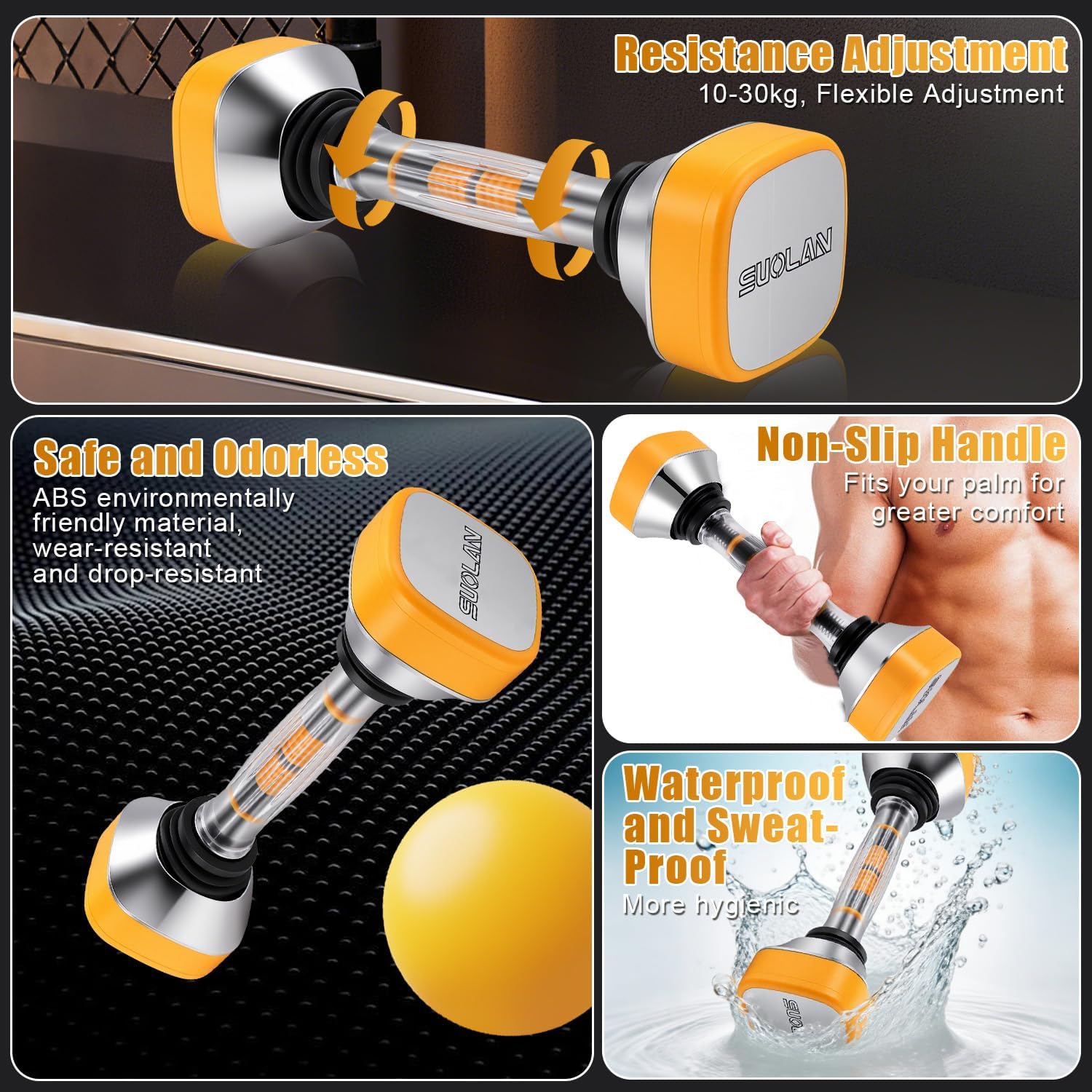 Adjustable Dumbbell Set 22-66 lbs, Shaking Design Provides a Full-Body Workout, Adjustable Resistance for Core & Chest Training, Home Gym Fitness Equipment - Image 7