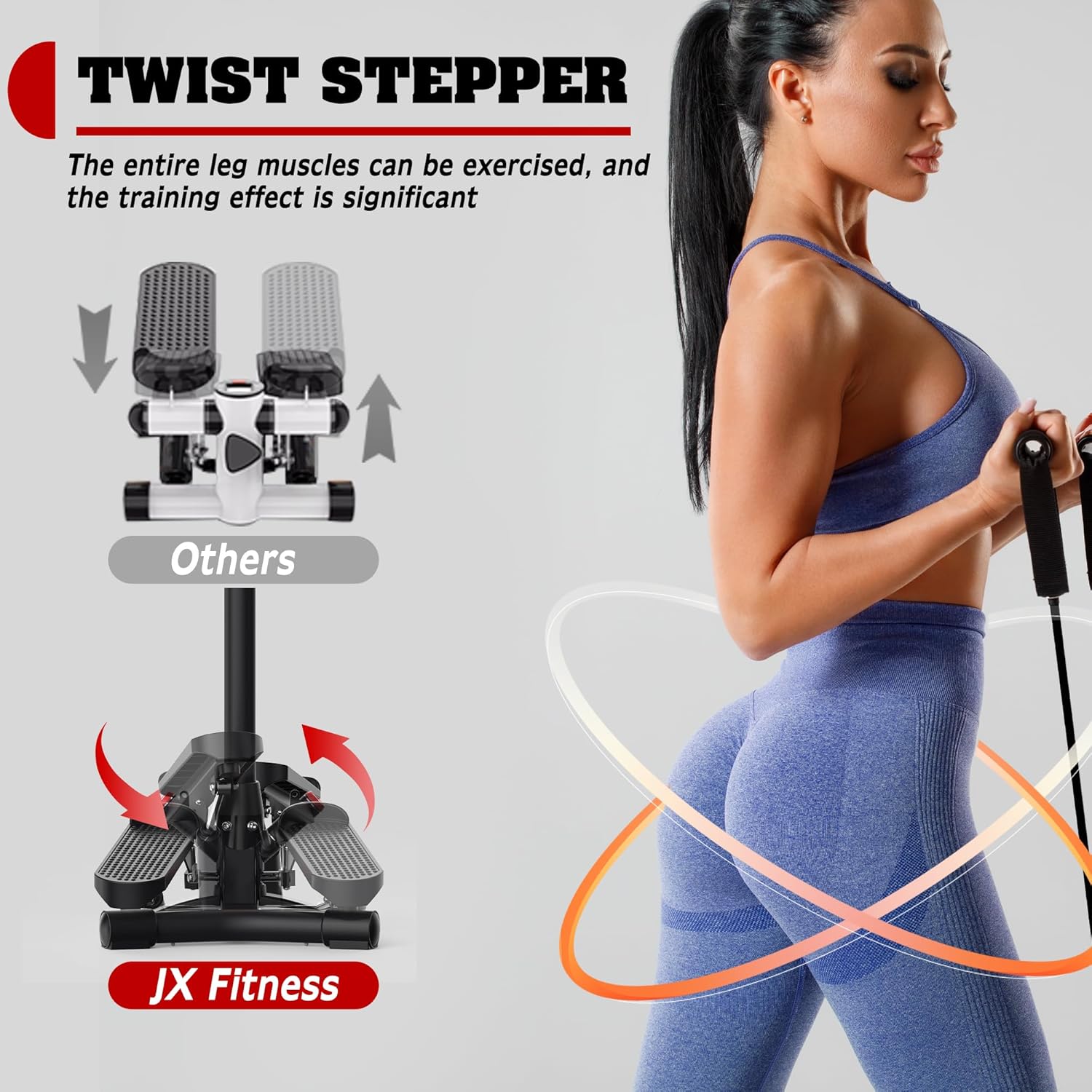 Steppers for Exercise at Home,Mini Stair Stepper with Handlebar and Resistance Bands,Stair Step Workout Machine,Total Body Cardio Equipment, Optional Twist Motion,Non-Slip Pedals – 300 LB Max Weight - Image 4