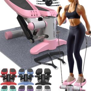 Nordic Lifting Mini Stepper Machine – Stair Climber w/Resistance Bands & LCD – Home Workout Stepper