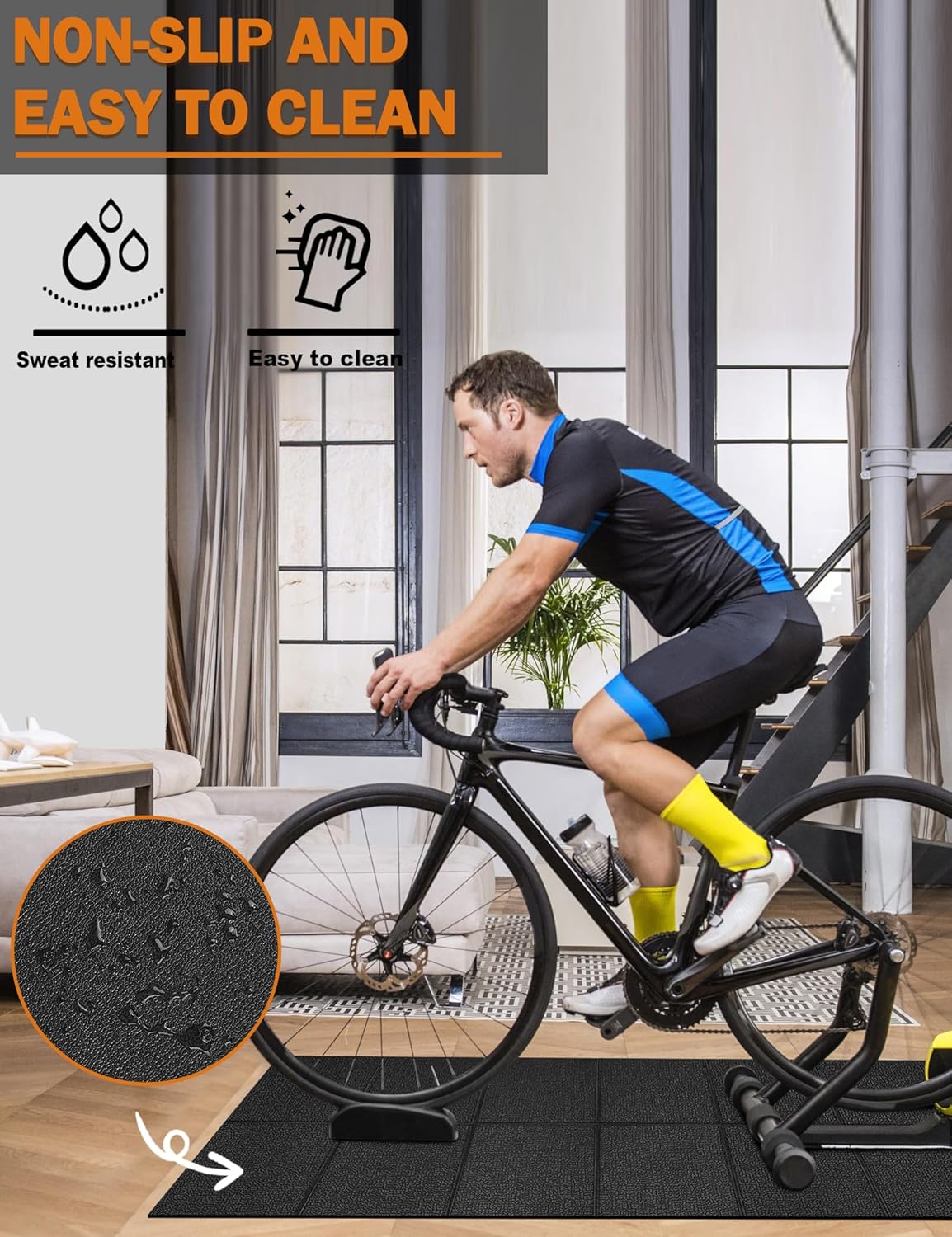 Treadmill Mat, 5'x2.5'/5.6'x2'/6.5'x3'/8'x3',6mm Thickness Exercise Equipment Mat for Carpet Hardwood Floors, Compatible with Walking Pad,Spin Bike,Elliptical Trainer,Rowing Machine - Image 7