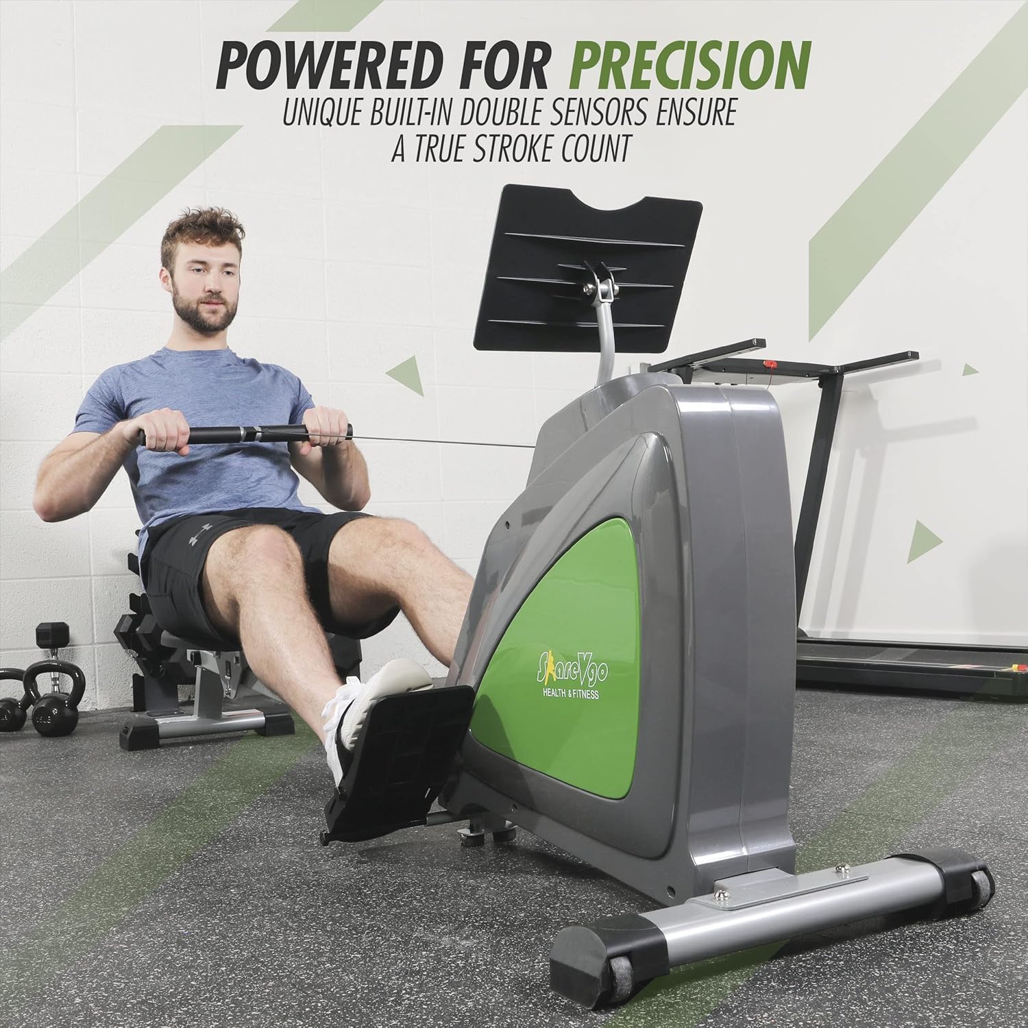 ShareVgo Smart Rower Folding Magnetic Rowing Machine with Free APP for Indoor Full Body Workout Log and Performance Track, Bluetooth LCD Monitor & Tablet Holder, Max Weight 300 lbs Ergometer - SRM1000 - Image 3