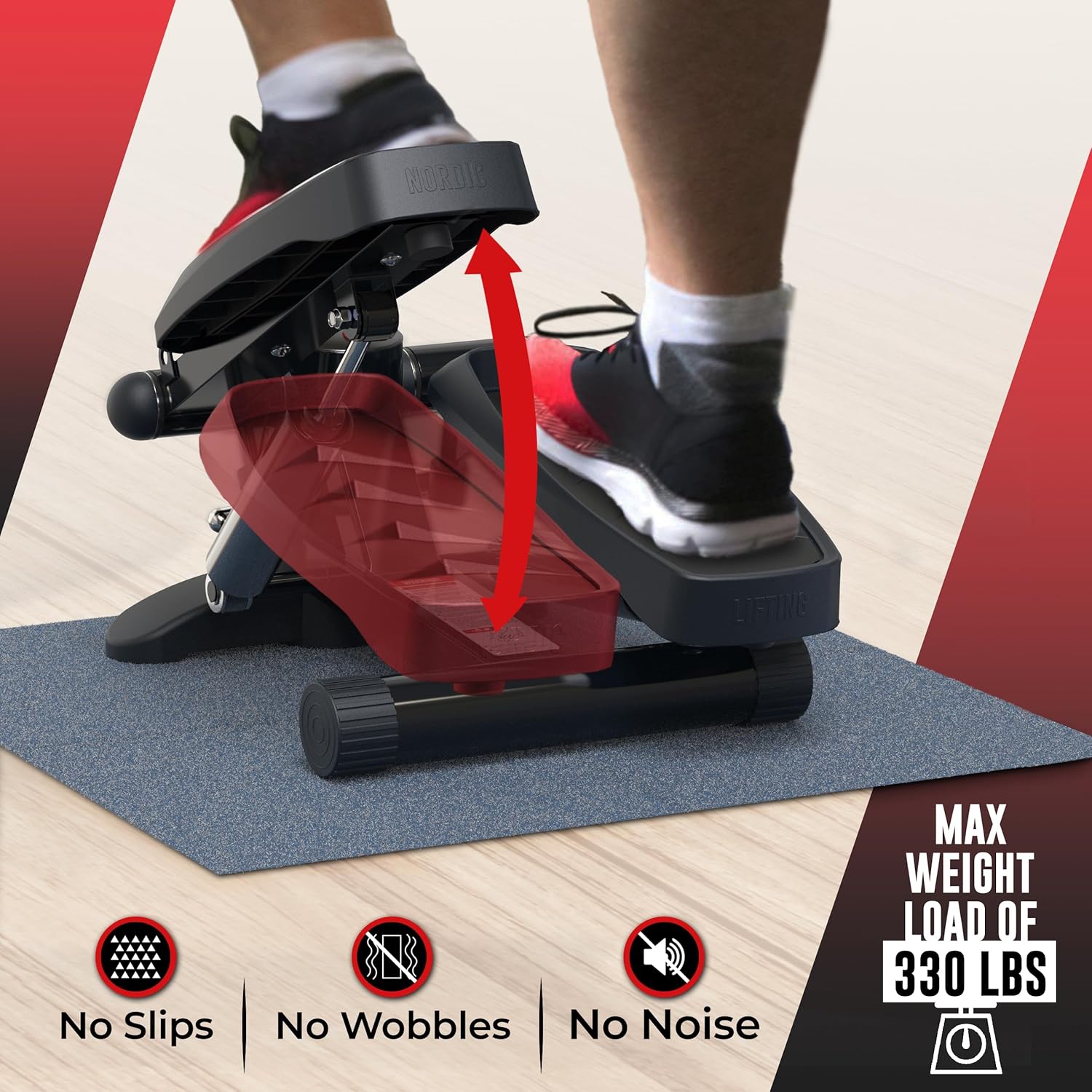 Nordic Lifting Mini Stepper Machine – Stair Climber w/Resistance Bands & LCD – Home Workout Stepper - Image 2