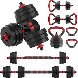 Multi-Functional Portable Changeable Dumbbell and Barbell Kettlebell Set With Adjustable Weights, 20/32/50/60LBS, Multiple Sizes