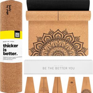 Luxury Cork Yoga Mat – Non Slip, Extra Thick Grip. Thicker, Longer, and Wider for More Comfort and Support. Tough Enough For Hot Yoga. Natural, Non Toxic, and Eco Friendly. Optional Alignment Lines.