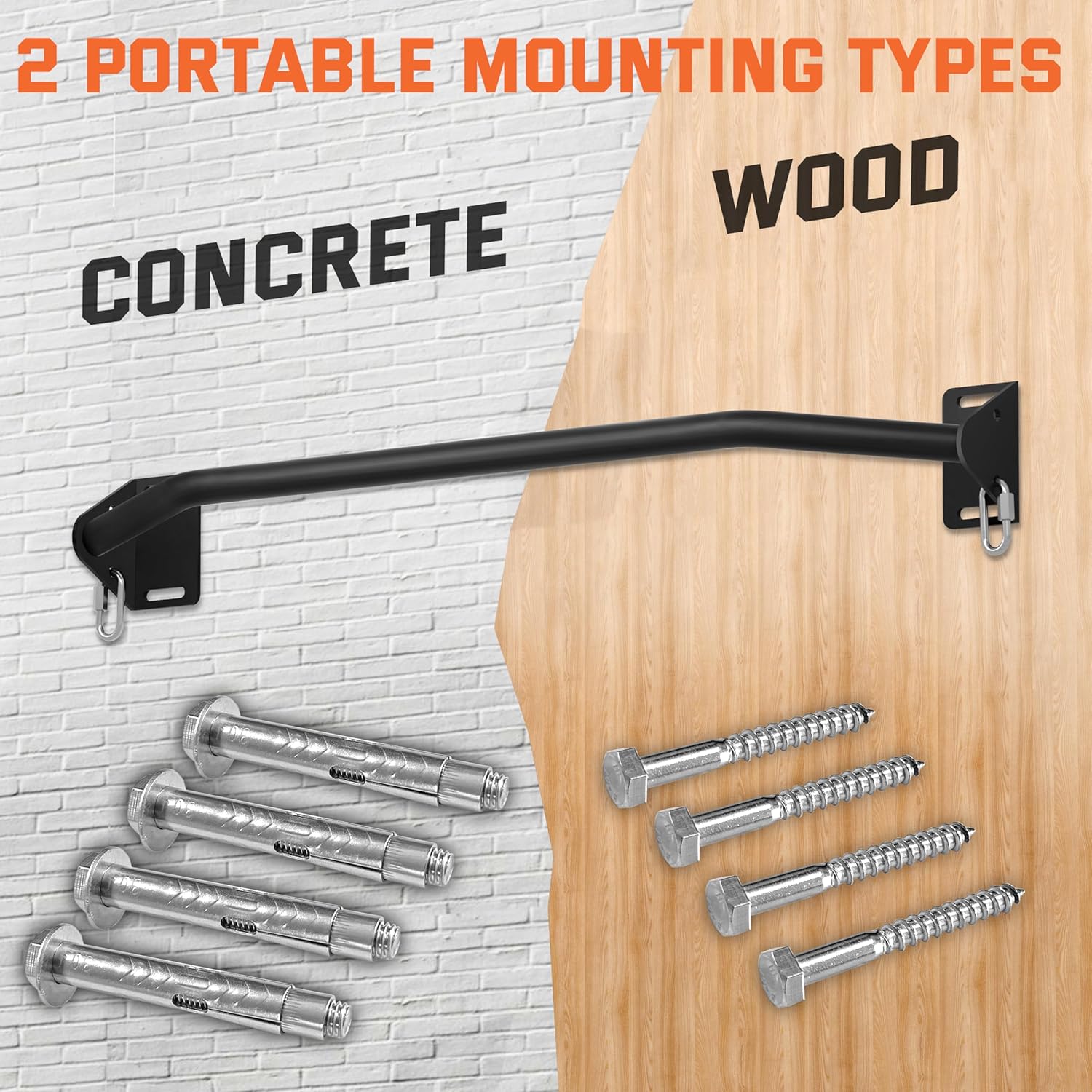 Pull Up Bar Wall Mounted-Heavy Duty Joist Mounted Pull Up Bar-Premium Strength Training Pull-Up Bars-Fast and Easy Installation for Home and Garage Use,Supports up to 600 Lbs - Image 6
