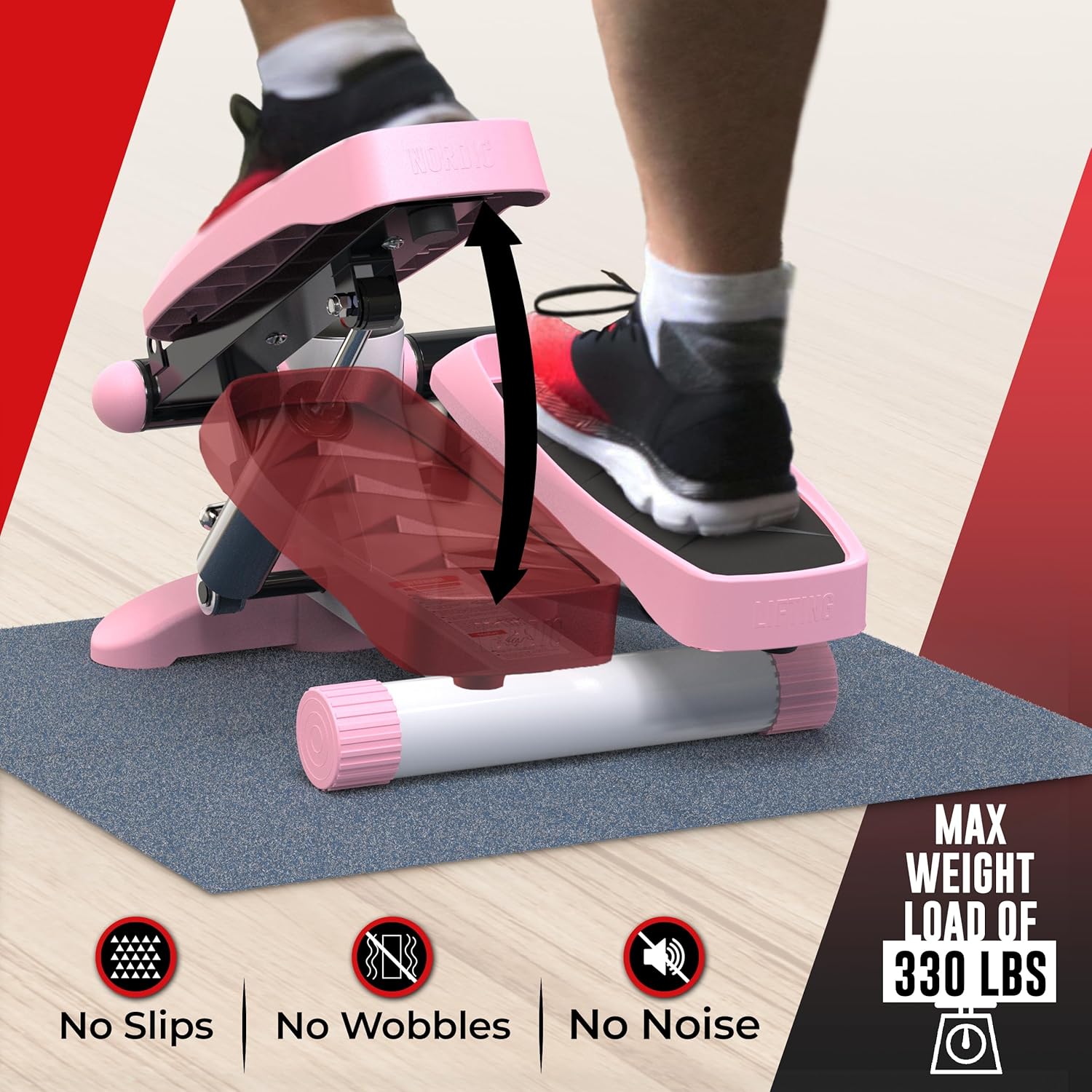 Nordic Lifting Mini Stepper Machine – Stair Climber w/Resistance Bands & LCD – Home Workout Stepper - Image 2