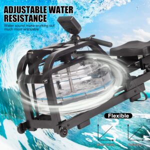 Water Rowing Machine Adjustable Water Resistance Rower with Digital Monitor Home Gyms Training Fitness Equipment(Solid Wood/Steel Frame)