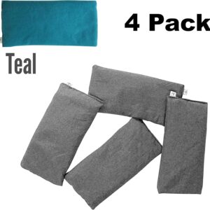 Pack of (4) Unscented Organic Flax Seed Eye Pillows 8.5 x 4 Soft Cotton Flannel – Soothing & Relaxing – Yoga Massage Sleep Meditation