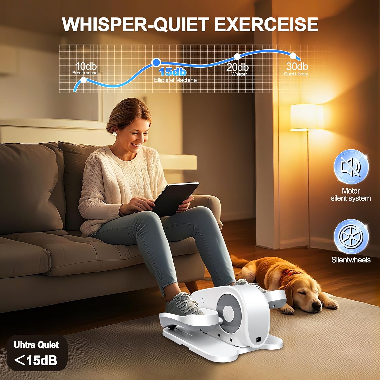 Under Desk Elliptical Machine-Elliptical Machine for Seniors,Portable Silent Electric Home Leg Exerciser with Remote Control,12 Speeds & Mute Function,Manual & Auto Mode - Image 4