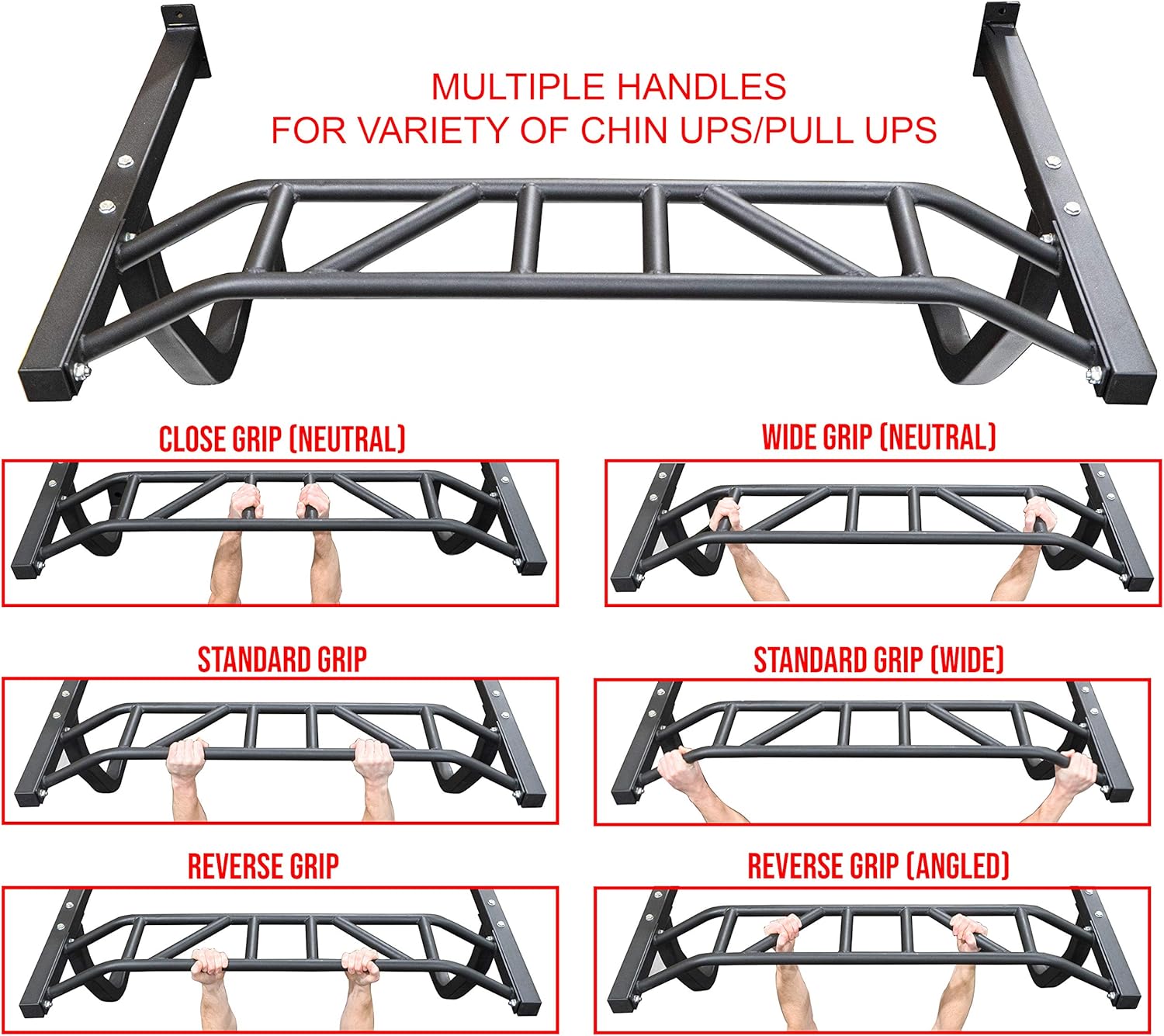 Valor Fitness CHN-3 Straight & CHN-UP Multi Grip Wall Mounted Pullup/Chin Up Bars for Home Gym Exercise and Workout - Image 4
