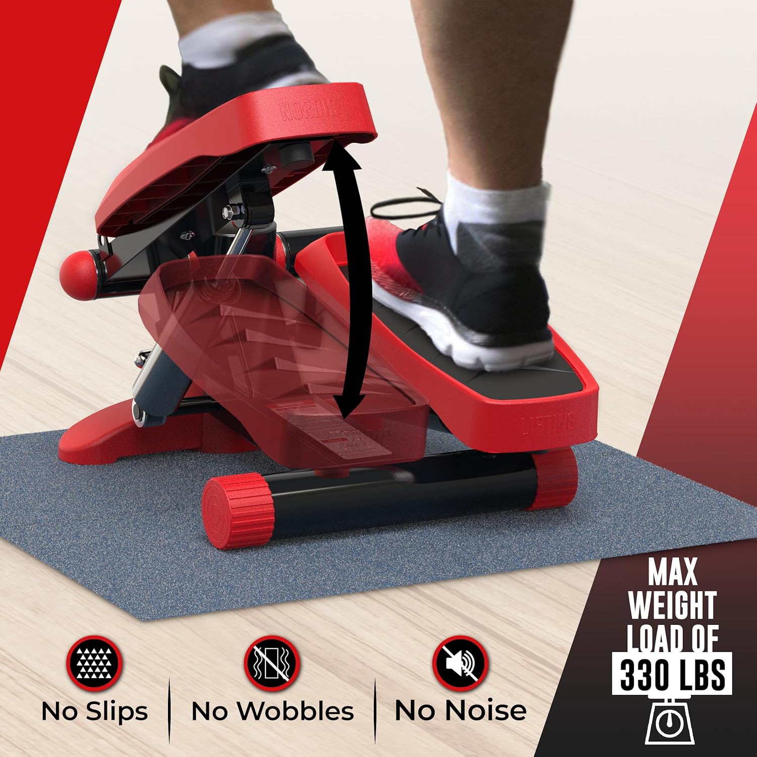 Nordic Lifting Mini Stepper Machine – Stair Climber w/Resistance Bands & LCD – Home Workout Stepper - Image 3