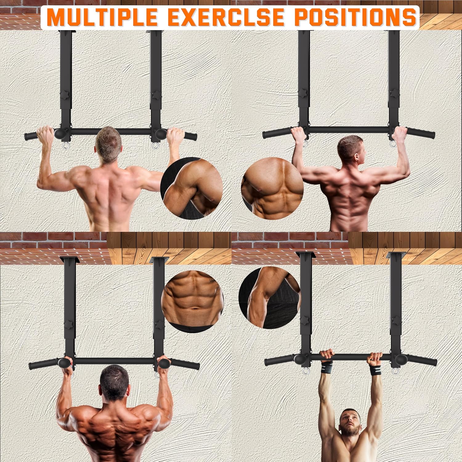 Ceiling Mount Pull Up Bar for Garage/Basement/Rafter - Heavy Duty 800LBS Adjustable Height Multi-Grip Chin Up Bar,Ceiling Joist/Beam Mounted Pull-Up Bar with Ball Finger & Round Anchors - Image 6