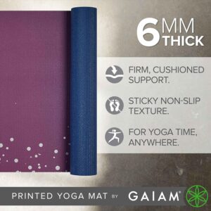 Gaiam Yoga Mat – Premium 6mm Print Extra Thick Non Slip Exercise & Fitness Mat for All Types of Yoga, Pilates & Floor Workouts (68″L x 24″W x 6mm Thick)