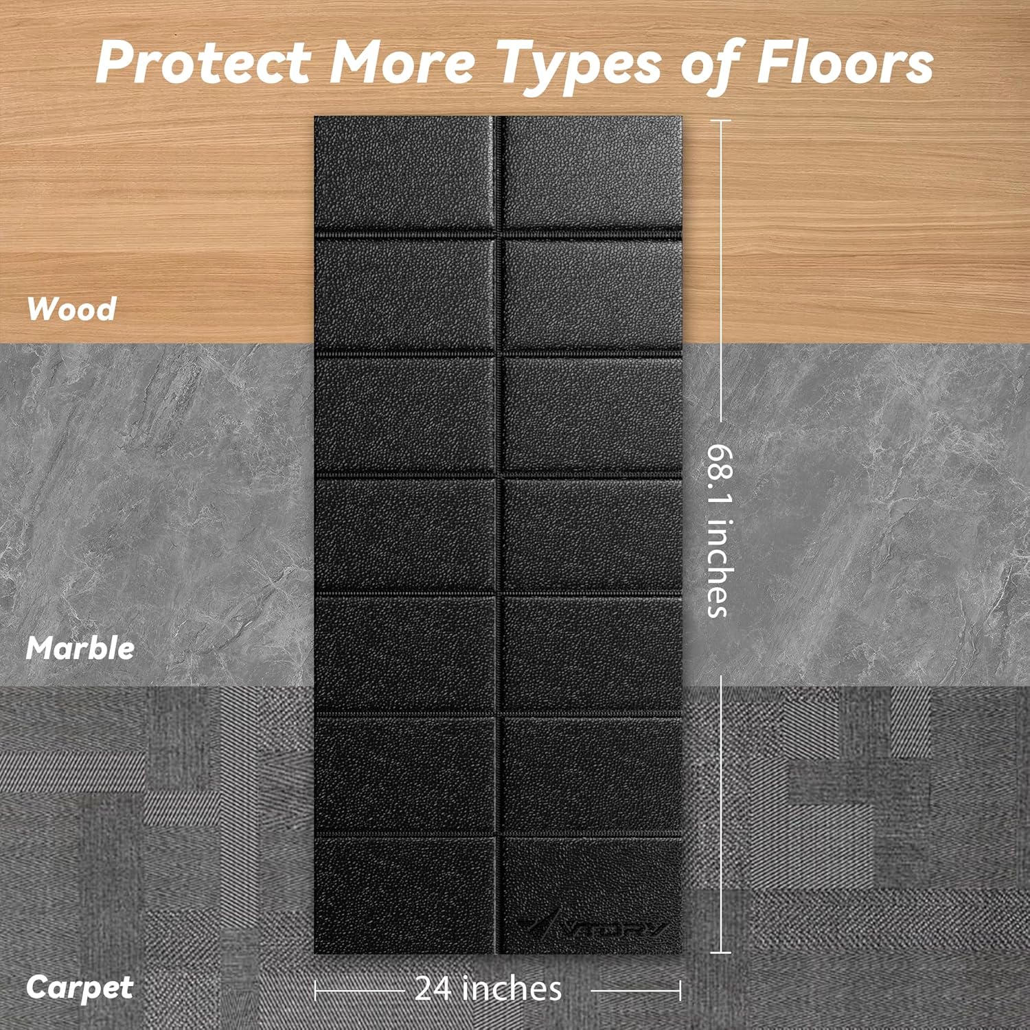 Walking Pad Mat β 68" x 24", 1/4" Thick Non-Slip Treadmill Mat for Carpet Floors & Hardwood, Shock Absorbing Exercise Mat & Under Treadmill Mat for Floor Protection in Home Gym - Image 6