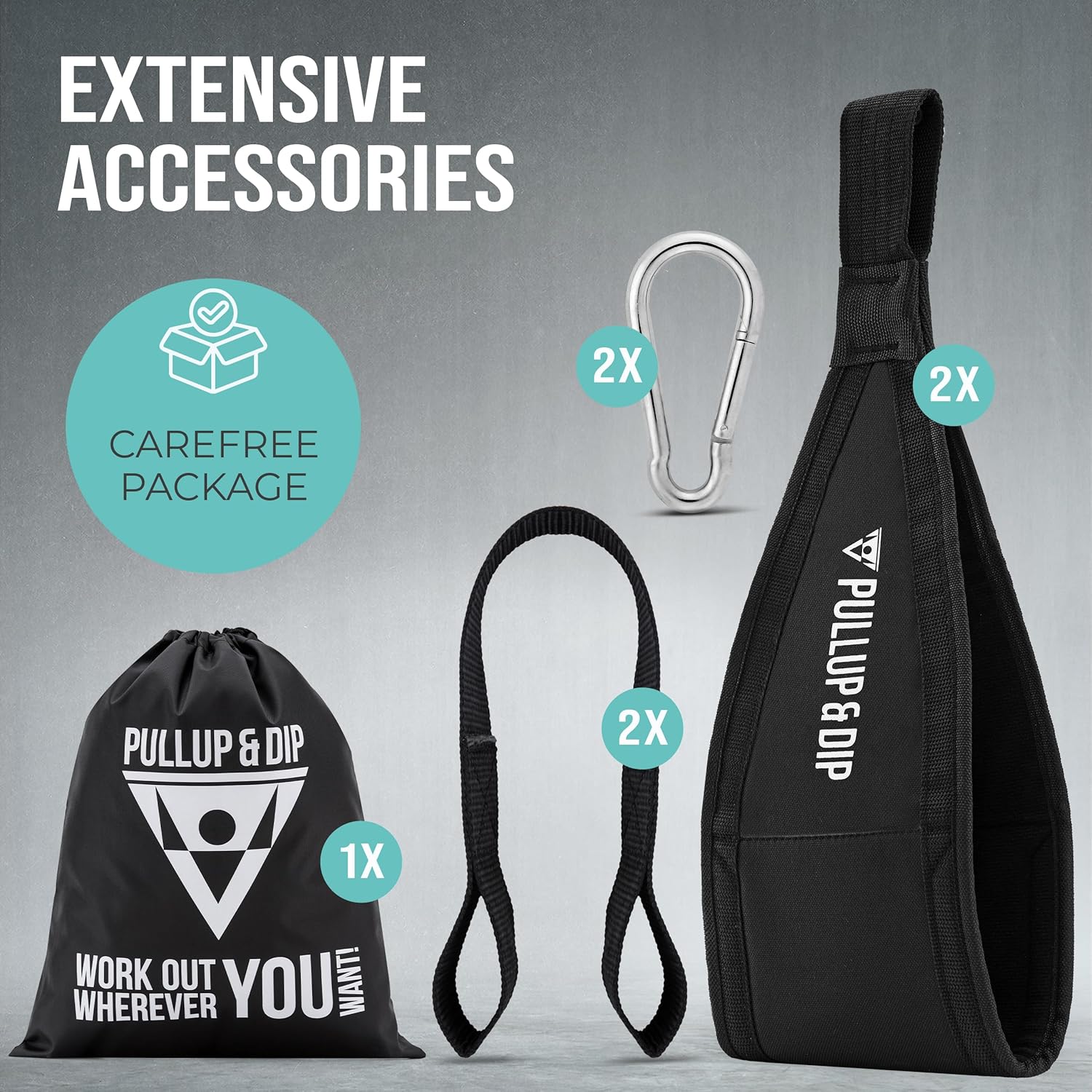 PULLUP & DIP Ab Straps, Premium Abdominal Slings for Abdominal Training, Padded Workout Straps for Crunches, Hanging, Leg Raise, Set of 2 Ab Slings for Pull-Up and Chin-Up Bar - Image 5