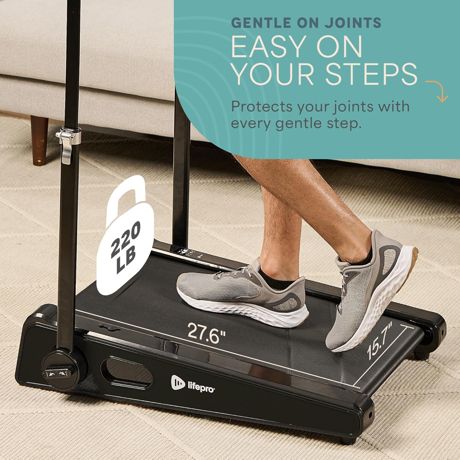 Lifepro Smallest Portable 30in Small Mini Walking Pad Treadmill Installation Free, Adjustable Incline, Under Desk Work Compact Treadmills for Home/Office - Max Load 220Lbs & Speed 3MPH - Image 6
