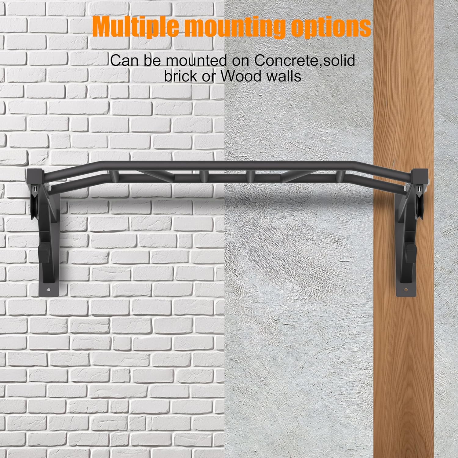 Wall Mounted Pull Up Bar With Pulley System, 600lbs Heavy Duty Chin Up Bar, 48" Multi Grip Pullup Bar, for Garage Indoor Basement Workout Strength Training Equipment, Ease Of Use Mounting - Image 6
